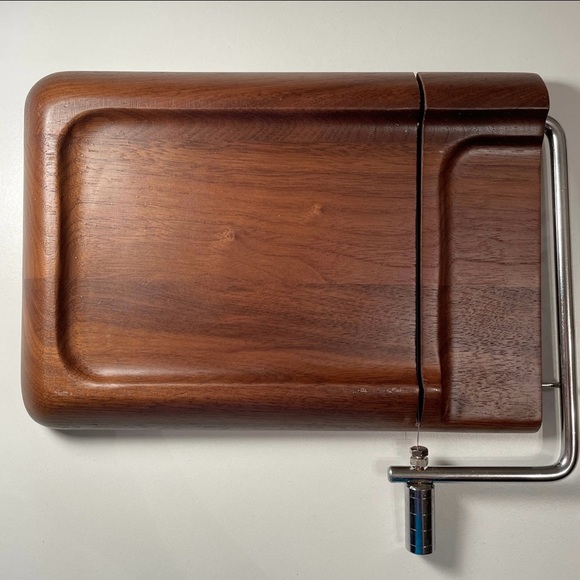 Cheese Tray w/Slicer Walnut Wood New with Open Box - Picture 2 of 6